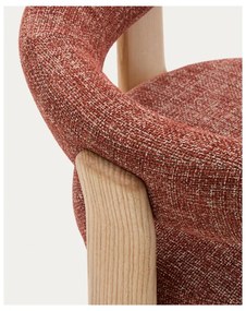 Natúr színű-terrakotta színű kőrisfa karfás étkezőfotel Granite – Kave Home