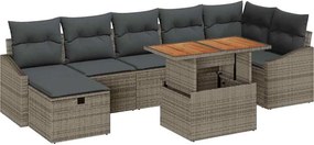 vidaXL Kerti Kanapé Szett 8 pcs Szürke polirattan