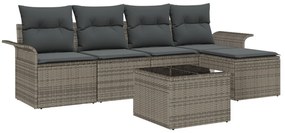 Kerti Kanapé Szett párnával tárolóval 6 pcs Szürke Poli rattan