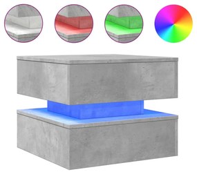 betonszürke dohányzóasztal LED-lámpákkal 50 x 50 x 40 cm