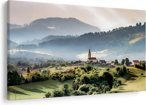 Kép - falu a ködben (90x60 cm)