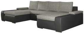 MARINO ágyazható U alakú ülőgarnitúra, 365x90x195 cm, berlin 01/soft 011 black