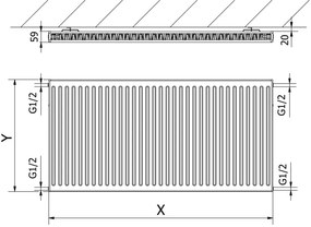 Mexen C11 acél panel radiátor 500x1000mm oldalsó csatlakozó 796W fehér W411-050-100-00