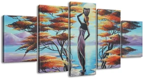 Gario Kézzel festett kép Afrikai no kosárral - 5 részes Méret: 150 x 70 cm