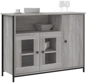 szürke sonoma színű szerelt fa tálalószekrény 100 x 35 x 75 cm