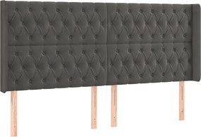 vidaXL sötétszürke bársony fejtámla szárnyakkal 203x16x118/128 cm