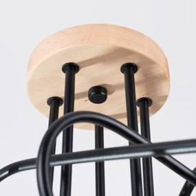 Sollux SL.1478 - Felületre szerelhető csillár EMBER 5xE27/15W/230V fekete/bézs/bükkfa