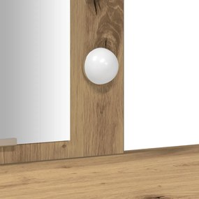 Öltözőasztal LED lámpákkal Kézműves Tölgy 102x33x135 cm