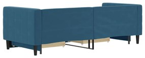 kék kihúzható bársony heverő fiókokkal 80 x 200 cm