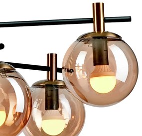 Csillár rúdon LILOU 6xE14/5W/230V arany/fekete/füstös bézs