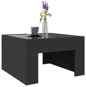 fekete végtelen hatású LED-es dohányzóasztal 50 x 50 x 30 cm