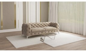 Szürkésbézs bársony kanapé 225 cm Chelsea – Ropez