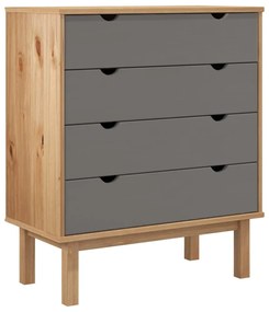 OTTA barna-szürke tömör fenyőfa éjjeliszekrény 76,5x39,5x90 cm