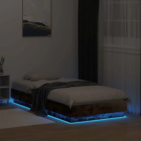 füstös tölgy színű ágykeret LED-világítással 75x190 cm