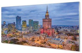 Üvegképek Varsó panoráma naplemente 140x70 cm 4 fogas