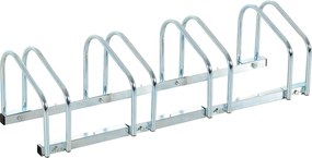 HOMCOM Kerékpártároló Rack Acél Állvány Kerékpárok Parkolására Padlón vagy Falon Beltéri és Kültéri Használatra 110x33x27 cm Ezüst | Aosom