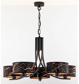Jupiter 2107- ARTHUR láncos csillár 5xE27/15W/230V fekete/narancssárga/márvány dekor