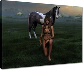 Vászonkép 40x30 Lány paripával