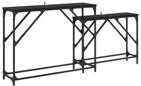 vidaXL Konzolasztal 2 pcs Fekete tölgy 100 x 28 x 75 cm Faanyag