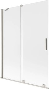 Mexen Velar, 2 szárnyas eltolható kádparaván 130 x 150 cm, 8 mm-es mattüveg, csiszolt acél, 896-130-000-31-97