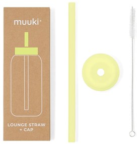 Szilikon szívószál tisztítókefével-fedéllel Sunny Lemonade – Muuki