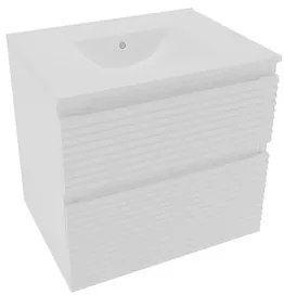 Naturel Savona Fürdőszobaszekrény mosdóval, 2 fiókos 58x53x44,8 cm fényes fehér SAVONA260BI
