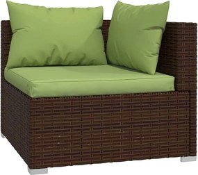 4 részes barna polyrattan kerti bútorszett párnákkal
