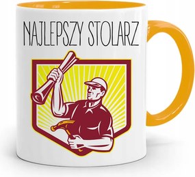 Sárga Bögre Ajándék Asztalosnak A Legjobb Asztalos fényképes nyomtatással