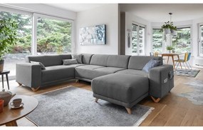 Szürke kinyitható-tárolóhelyes sarokkanapé (bal oldali-U alakú) Classy Sophie – Miuform