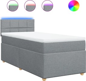 vidaXL világosszürke szövet rugós ágy matraccal 80 x 200 cm