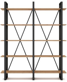 Fekete-natúr színű polcos állvány tölgyfa dekorral 150x180 cm Aviva – Marckeric
