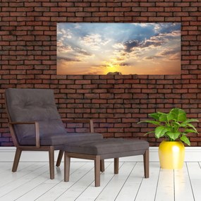 Kép - Elefántok a szavannán (120x50 cm)