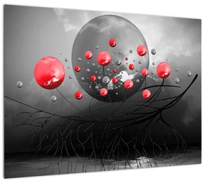 Piros absztrakt gömbök képe (70x50 cm)