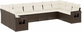 vidaXL 10 részes barna polyrattan kerti ülőgarnitúra párnákkal