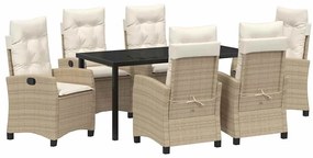 vidaXL Kert étkező szett párnával 7 pcs Bézs polirattan