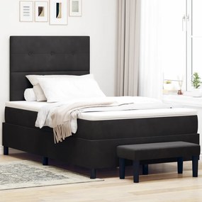 Boxspring Ágy Matraccal &amp; Pad Fekete 120x190 cm Bársony