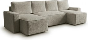 Kinyitható U alakú ülőgarnitúra SMART BOUCLE 303x143 cm, szürkésbézs