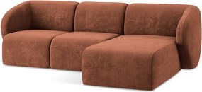 Terrakotta színű zsenília sarokkanapé (jobb oldali-heverő résszel) Lani – Makamii