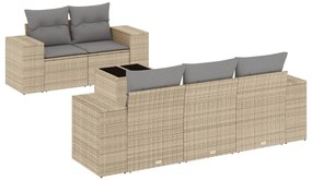 vidaXL 6 részes bézs polyrattan kerti ülőgarnitúra párnával