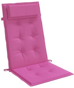 6 db rózsaszín oxford-szövet magas háttámlájú székpárna