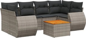 vidaXL 7 részes szürke polyrattan kerti ülőgarnitúra párnákkal
