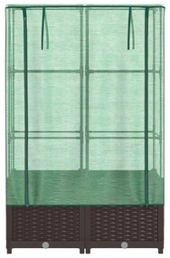rattan megjelenésű magaságyás melegháztakaróval 80x40x138 cm