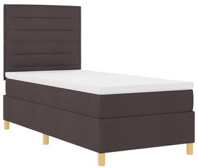 Box Spring Ágy matraccal &amp; LED világítással Sötétbarna 90x200 cm Szövet