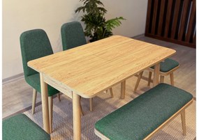Étkezőgarnitúra(Kihúzható asztal, szék) (6 db) Vina Mini 03 1070 - Tölgy, Zöld