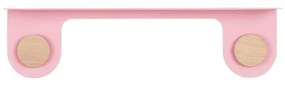 Hook rózsaszín acél fali polc tölgyfa dekorral és 2 kampóval, hosszúság 50 cm - Gazzda