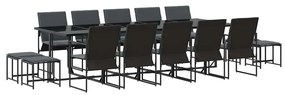 vidaXL Kert étkező szett 15 pcs Fekete Acél