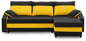 Szétnyitható sarok ülőgarnitúra HEWLET PLUS Color Fekete + Sárga