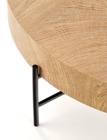 Liviano kerek dohányzóasztal 80 cm fém lábakkal - natúr tölgy / fekete