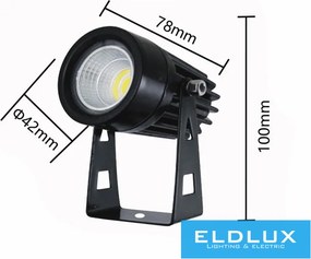 UNIVERSO Kerti spotlámpa 3.5w 360lm 4000k 60° IP65 fekete 100x78mm