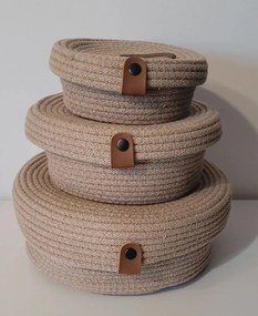 Pamut kosár szett (3 részes), bézs